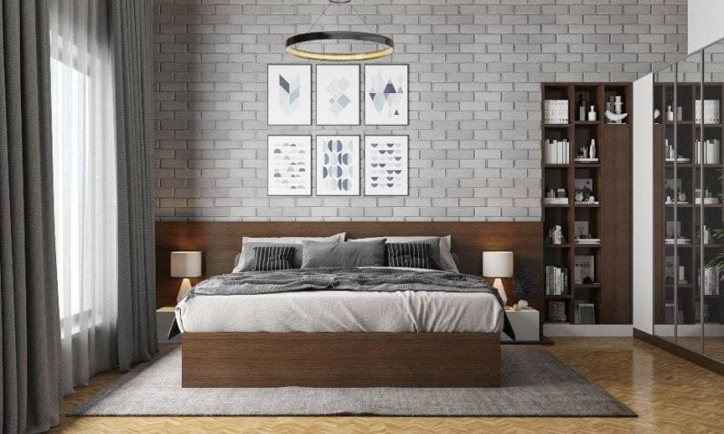 Modern Bedroom With Brick Wall Cladding