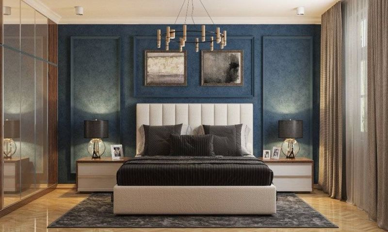 Modern Blue and White Bedroom Interior Design